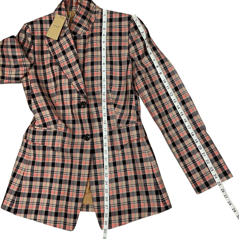 NWT NEW Michael Kors Two-Button Bold Plaid Wool Blazer - Picture 13 of 13
